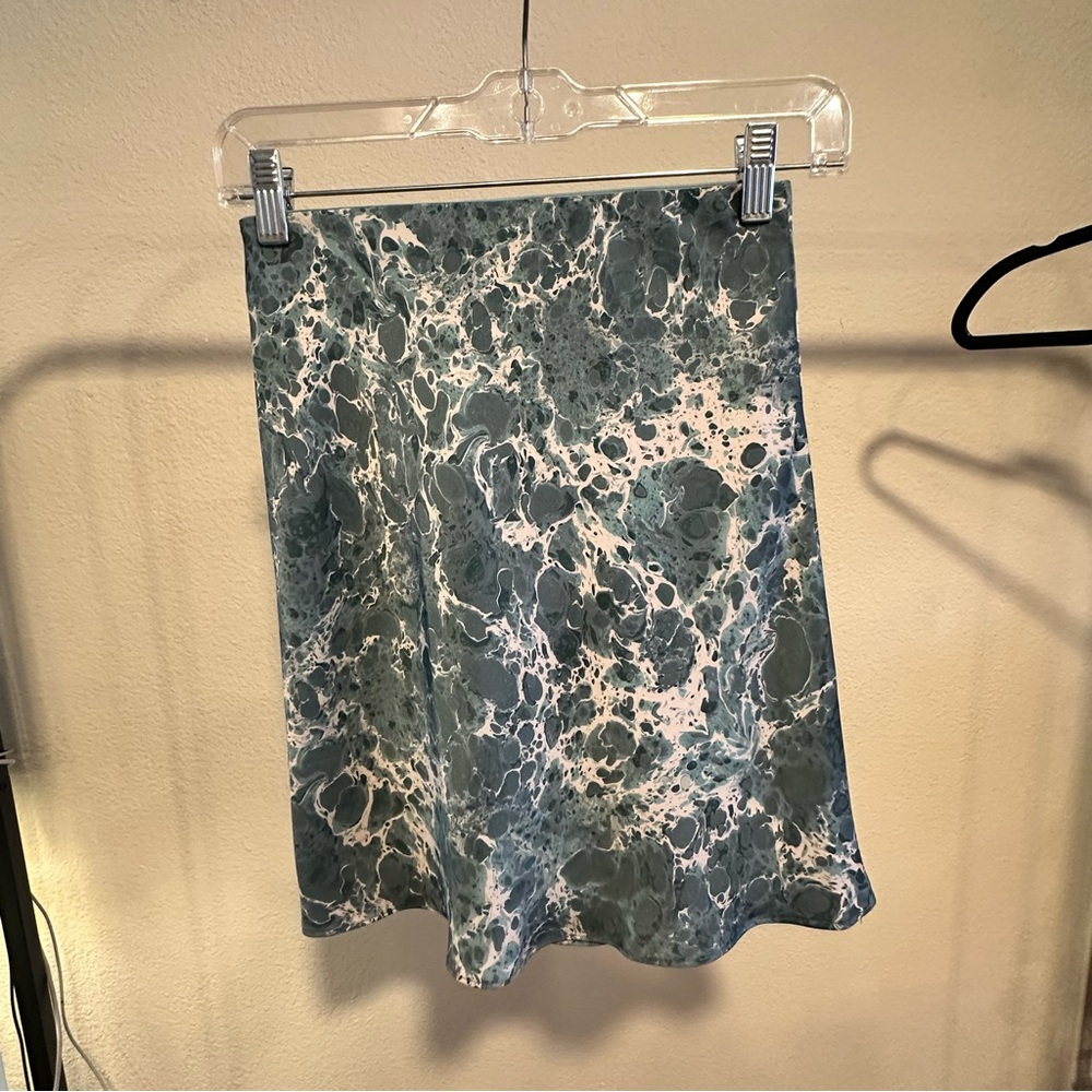 Babaton Marble Print Mini Skirt in Blue and White
